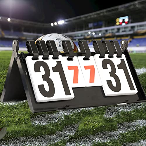 Phantomsky 6-Digital Multi-Function Scoreboard Score Keeper Flip Score Keeper Portable Table Top Flip Scorekeeper For Volleyball Badminton Basketball Football Track And Field Tennis, Black+Red #TOP5