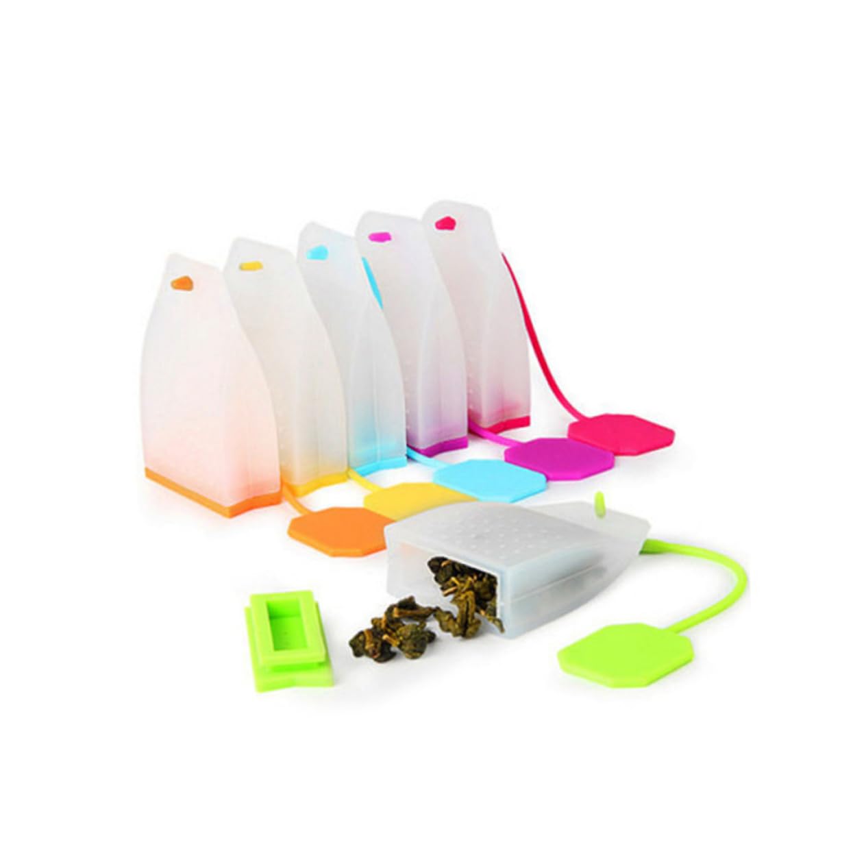 OUNONA 18 Piezas infusor de té suelto cocinando colador de taza de té bolsas de té filtro de té de silicona colador de té de silicona fresa bolsa de té herramientas pequeñas tetera