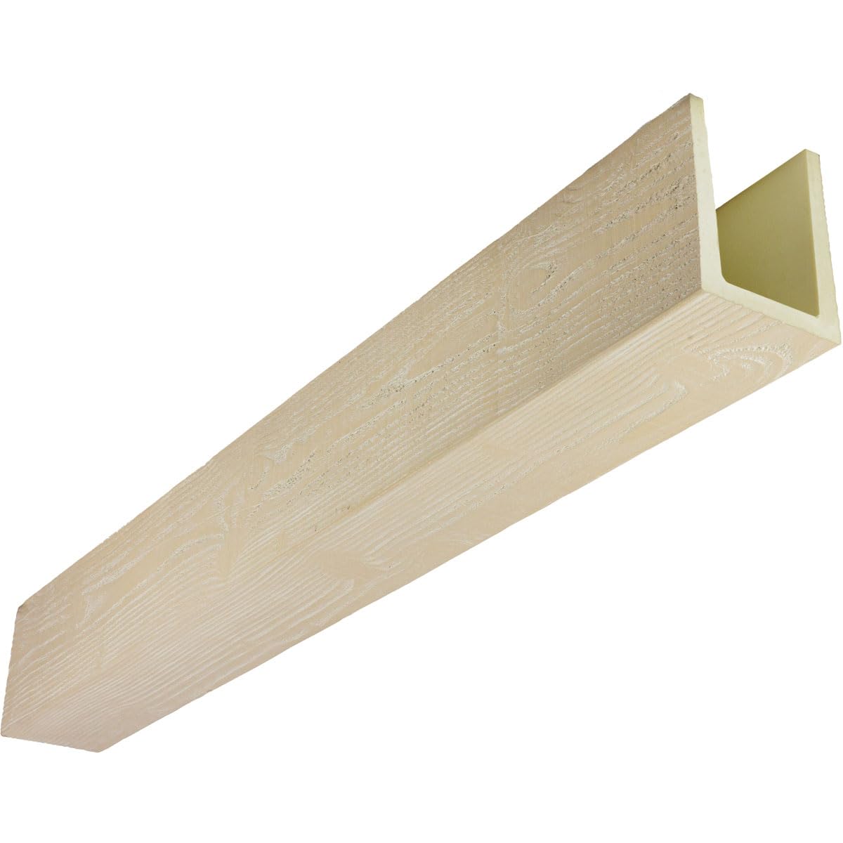 Ekena Millwork 3 1/2"W x 3 1/2"H x 192"L 3-Sided (U-Beam) MENA HeritageTimber Faux Wood Ceiling Beam, Vanilla Chai