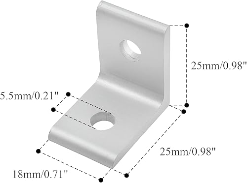 Miniatura 2 de 10 piezas 2020 soporte de esquina interior, conector de soporte de aluminio en forma de L de 2 agujeros para perfil de extrusión de aluminio 2020,
