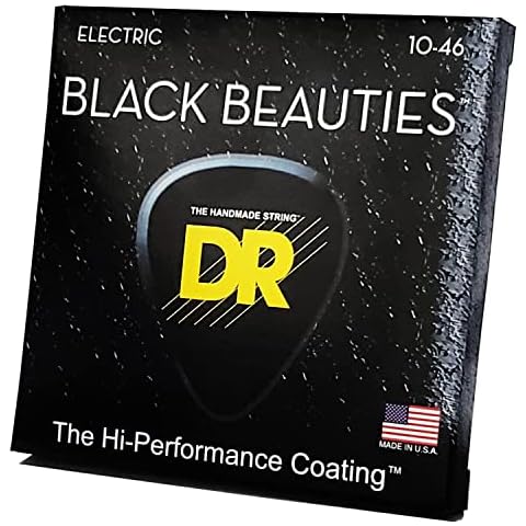 DR Strings Electric Guitar Strings, Black Beauties - Black Coated, 10-46 Cover