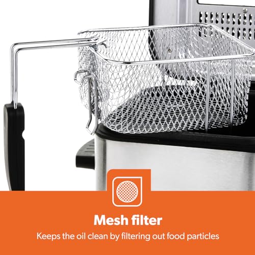 GEEPAS 1.5L Deep Fat Fryer | Adjustable Thermostat 0–190°C Viewing Window Mesh Filter Indicator Light | Cool-Touch Handle Non-Stick Inner Pot | 900W Compact Kitchen Fryer | 600g Food Capacity - Image 6