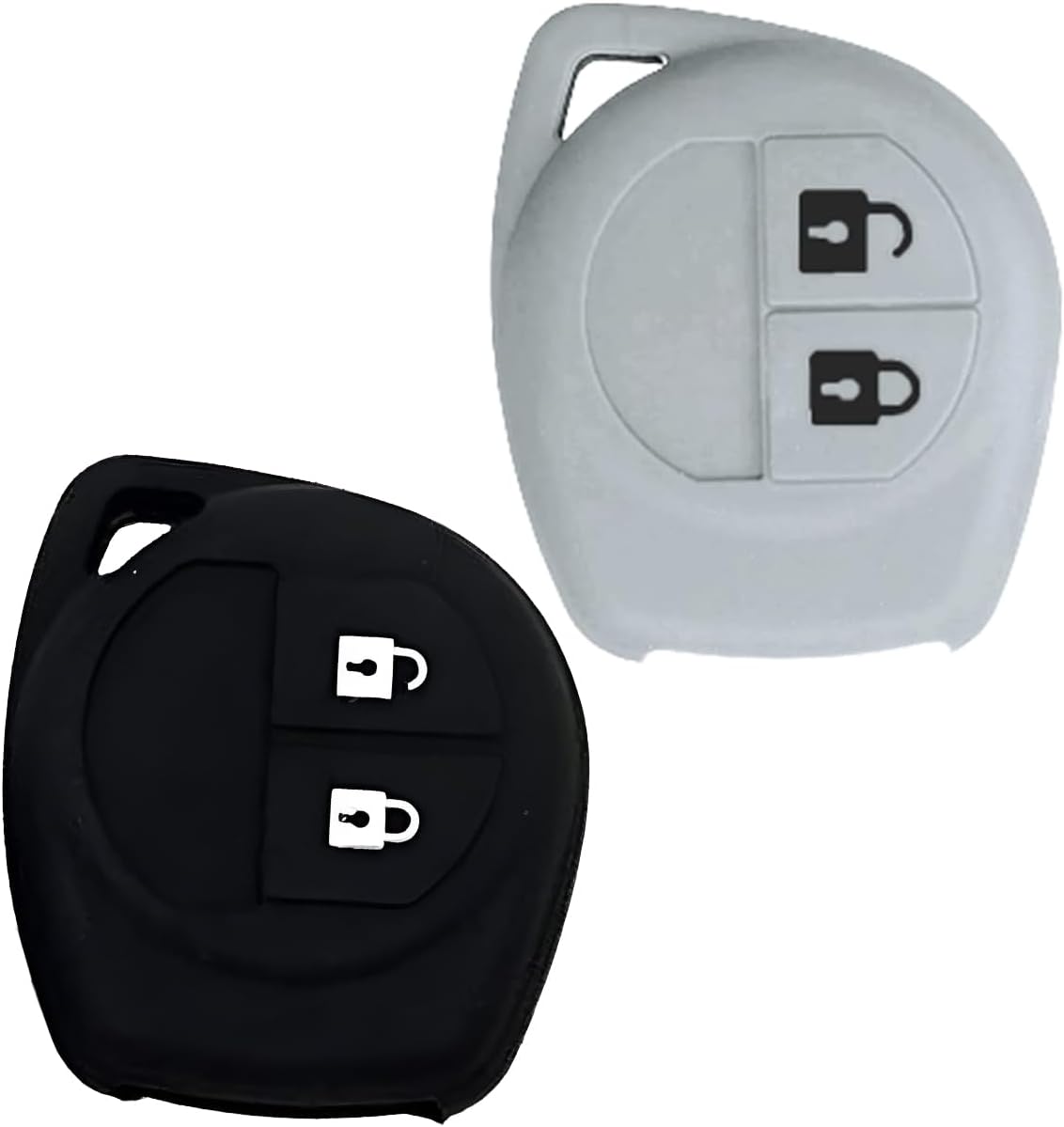 2 Pcs Silicone Car Key Cover for Maruti Suzuki Baleno, Grand Vitara, XL6, Swift, Brezza, Ertiga, Dzire, Celerio, Ciaz, SX4, Ignis, S Cross, Fronx 2 Button Key Cover (Black-Light Grey)