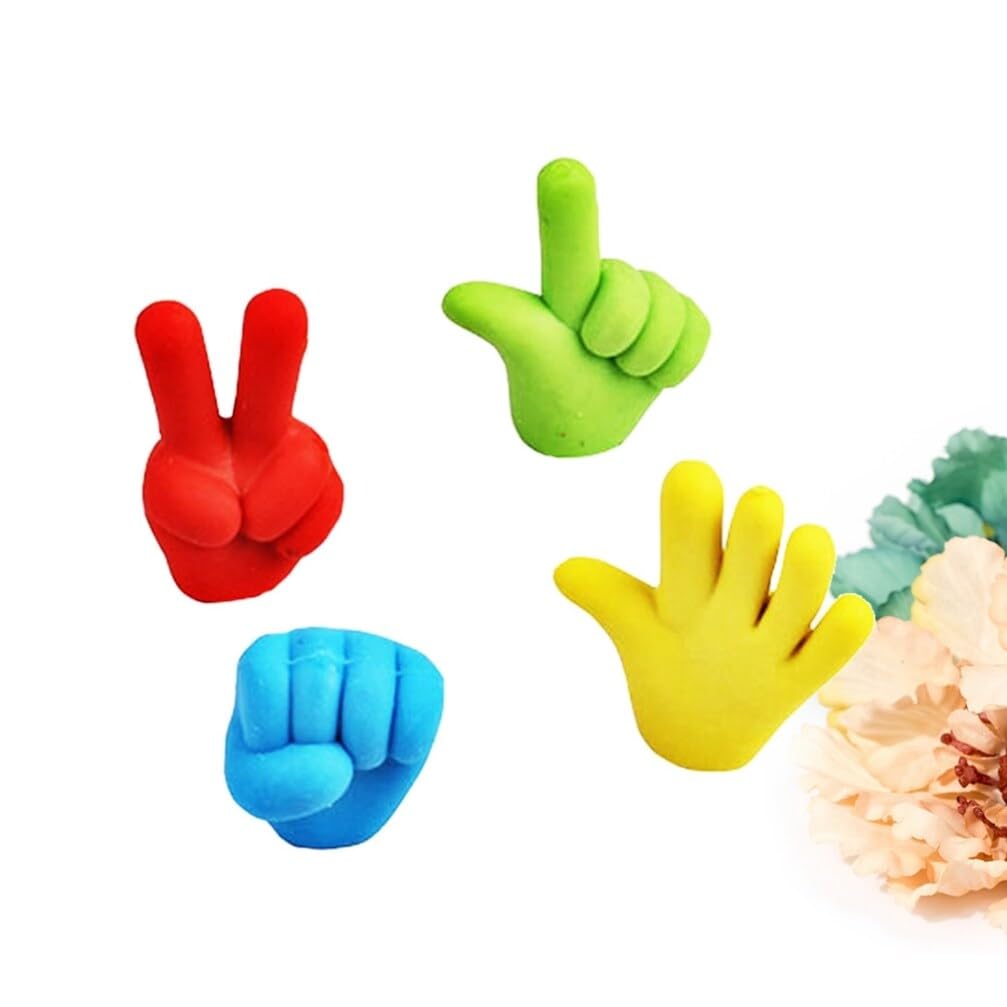 NUOBESTY 4pcs Pencil Top Erasers, Funny Paper Rock Scissors Rubber Eraser for Kids Classroom Rewards, Prizes - Image 4