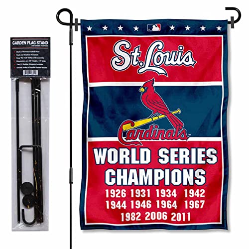 St. Louis Cardinals 11 Time Champions Garden Flag and Pole Stand Mount
