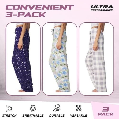 Image of Ultra Performance Pajama Pants Women 3 Pack Soft PJ Lounge Pajama Pants