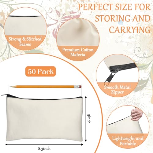 image for Legigo 50 Pack Blank DIY Craft Bag Canvas Pencil Case Blank Makeup Bag