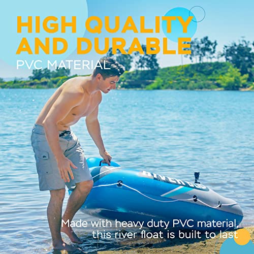 Sunlite Sports Inflatable River Tube with Built-in Cooler - Heavy Duty Water Float for Lake, River, Pool, Premium Floating Raft with 2 Cup Holders, Comfortable Lounge Design