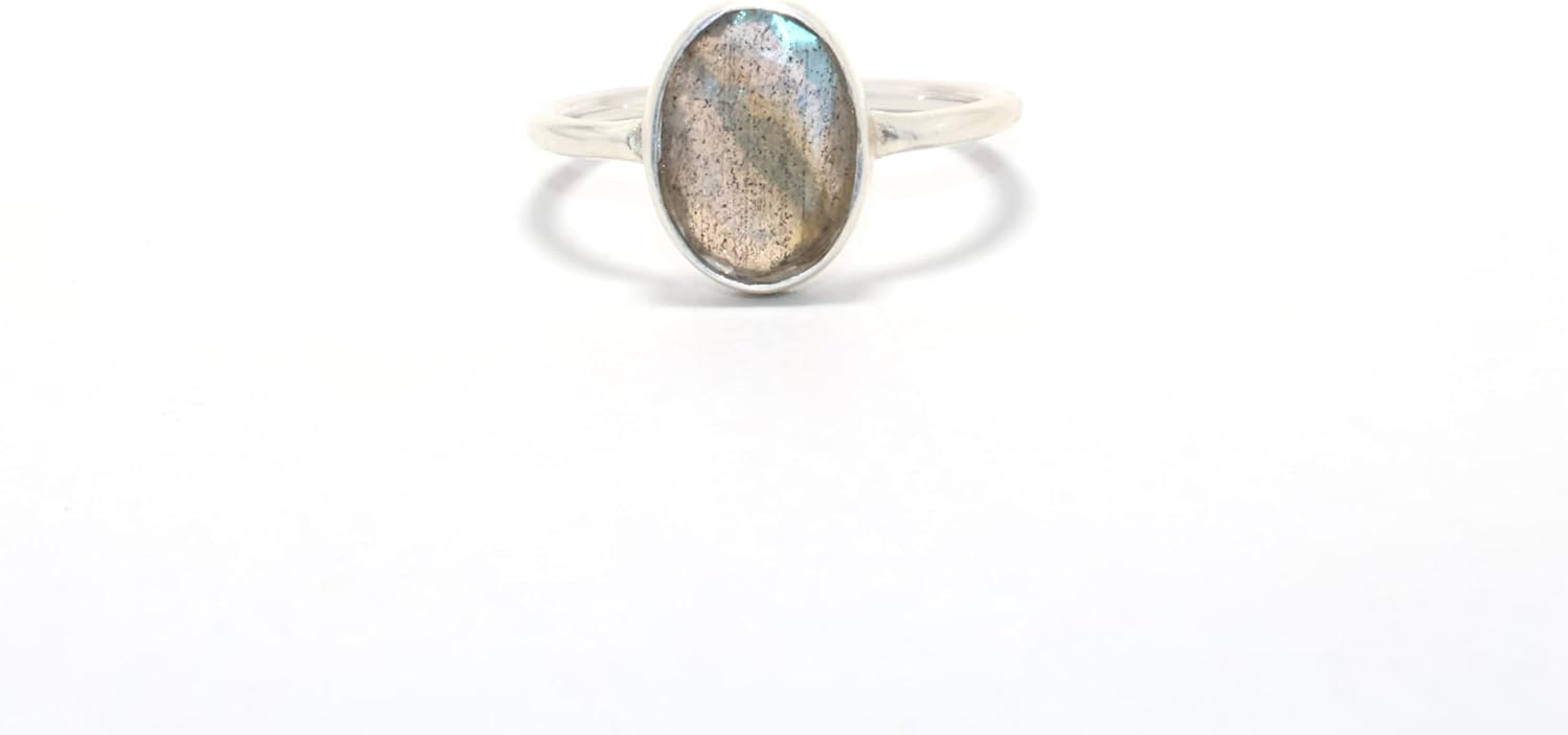 Blue Fire Labradorite Ring Oval Cut 925 Sterling Silver Handmade Jewelry for Women Birthday Everyday Look Graduation Gift