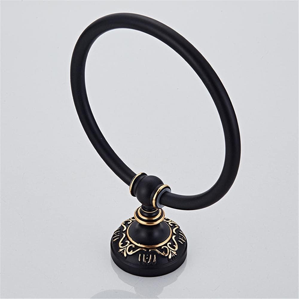 Towel Holder Black Towel Holder Towel Ring Round Wall Mounted Towel Rack Towel Shelf Stainless Steel Bathroom Space Aluminum Thickened Towel Rack