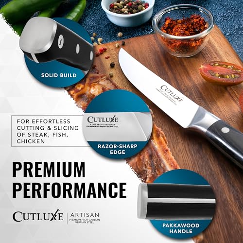 Cutluxe ART-STK-05-2 Steak Knives Set Of 4, Straight Edge Steak Knife Set – Forged High Carbon German Steel thumb #8