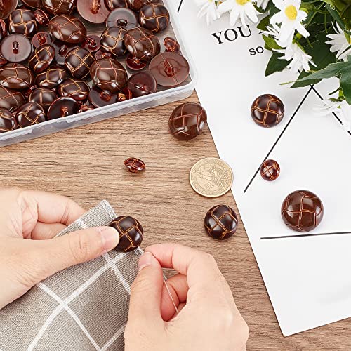 Chgcraft 100Pcs 3 Size 1-Hole Plastic Buttons Round Brown Plastic Imitation Leather Buttons Set For Blazer Suits Sport Coat Uniform Jacket Sewing Craft 25Mm 20Mm 15Mm #TOP2