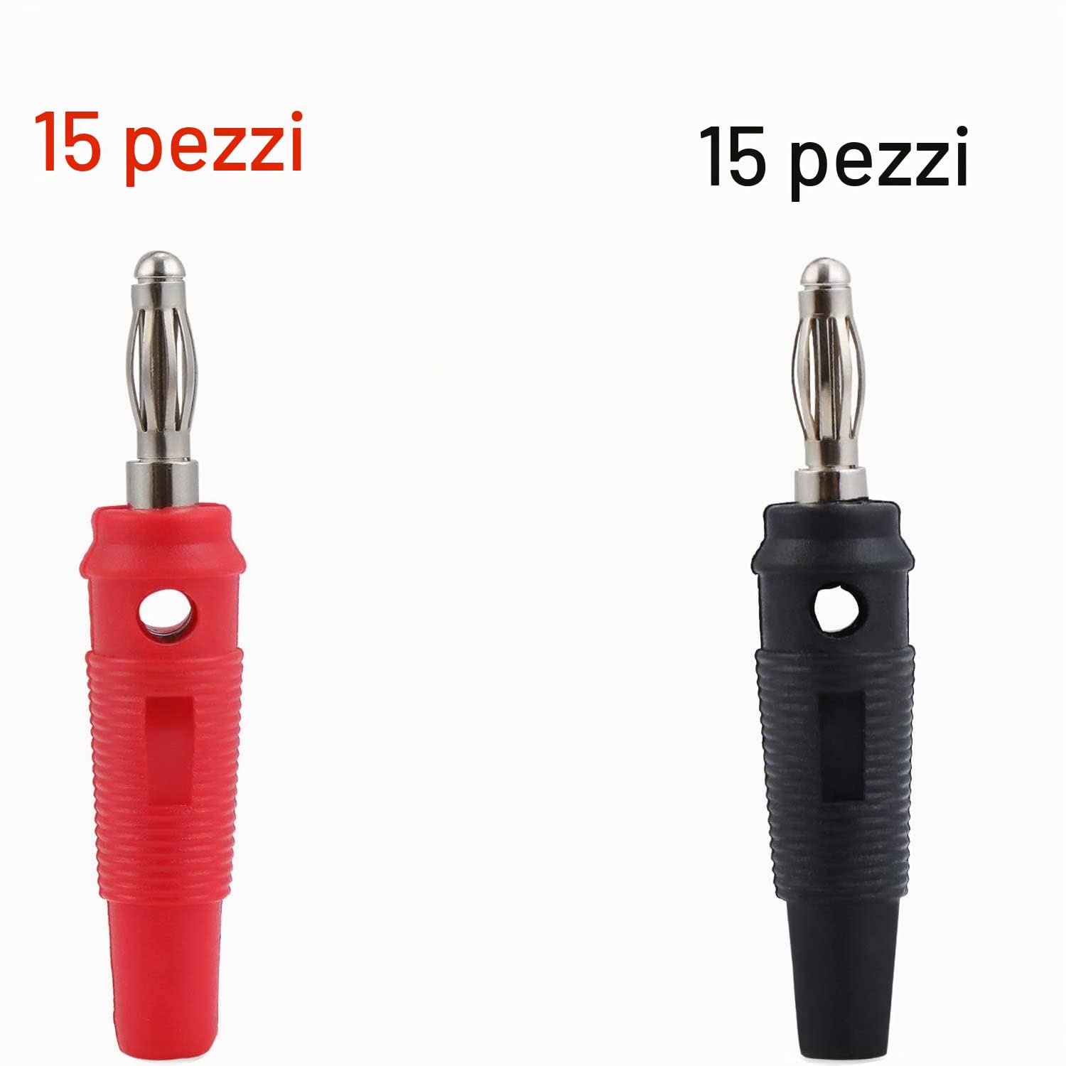 Connettori a Banana 4mm Placcati Oro per Altoparlante, 30 Pezzi Nero/Rosso