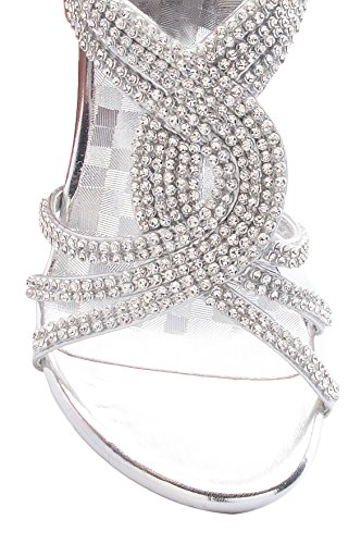 Olivia K Girls' Kids Open Toe Strappy Rhinestone Dress Sandal Low Heel Shoes - Wedding, Dress, Dance, Flower Girl, Silver Y4 #TOP3