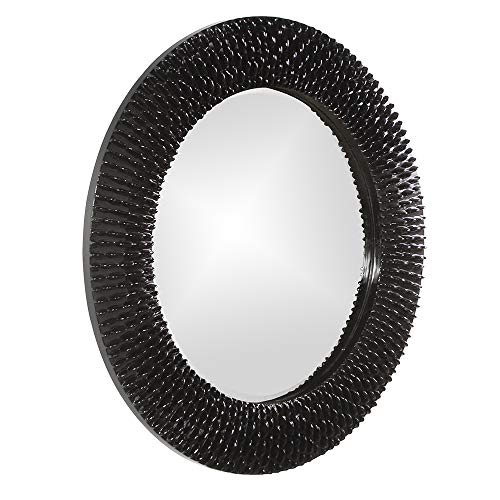 Image of Howard Elliott Bergman Big Round Mirror for Wall Decor, Black Mirror with Starburst Effect, Modern Large Circular Hanging Wall Vanity Mirror for Living Room, Bathroom or Entryway, 32 x 32 Inch