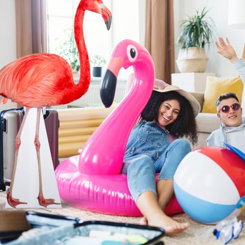 Image of Geelin 5ft Flamingo Cardboard Cutout Standup Flamingo Party Decoration Life Size Summer Beach Theme Decoration Tropical Backdrop Photo Prop for Hawaii Beach Themed Birthday Party Decor