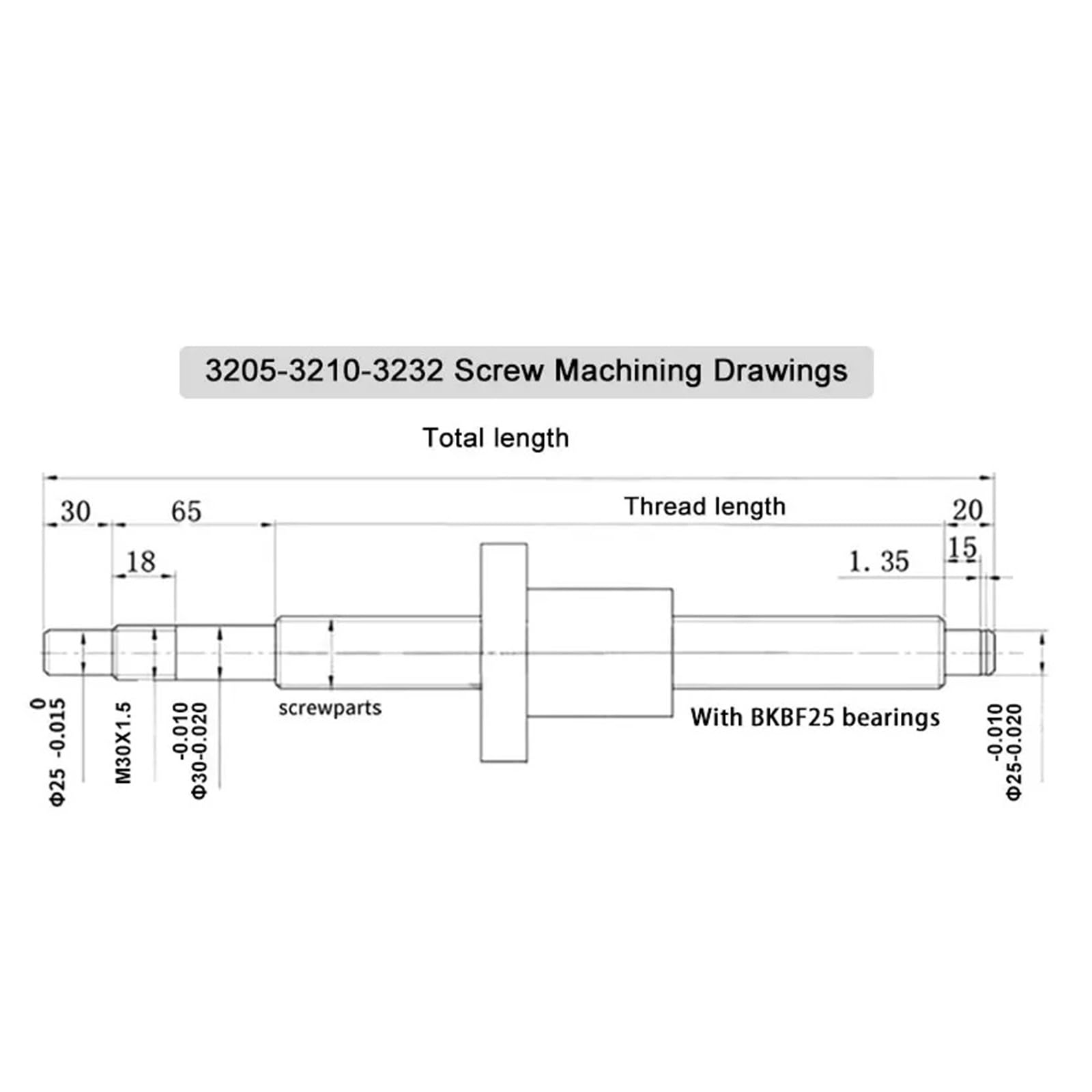 Metal Ball Screw nut end Processing SFU3205 Ball Screw 400-1500mm+ FK25 FF25 Support +3205 Ball Nut Housing +Coupling(1400mm)