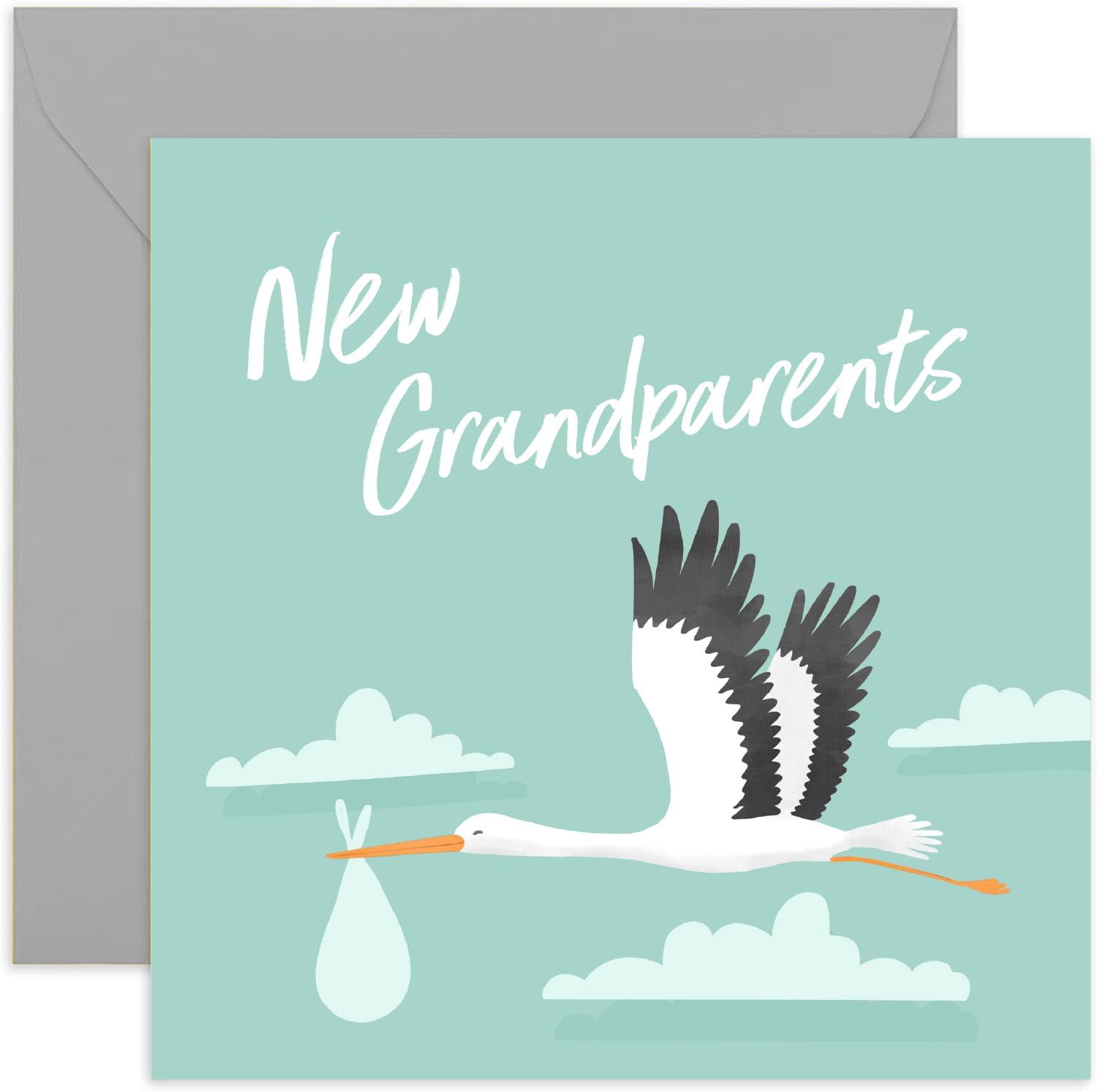 Old English Co. Cute New Grandchild Baby Card for Grandparents - New Baby Card for Grandad Grandmother - Grandchild Greeting Card for Friends | Blank