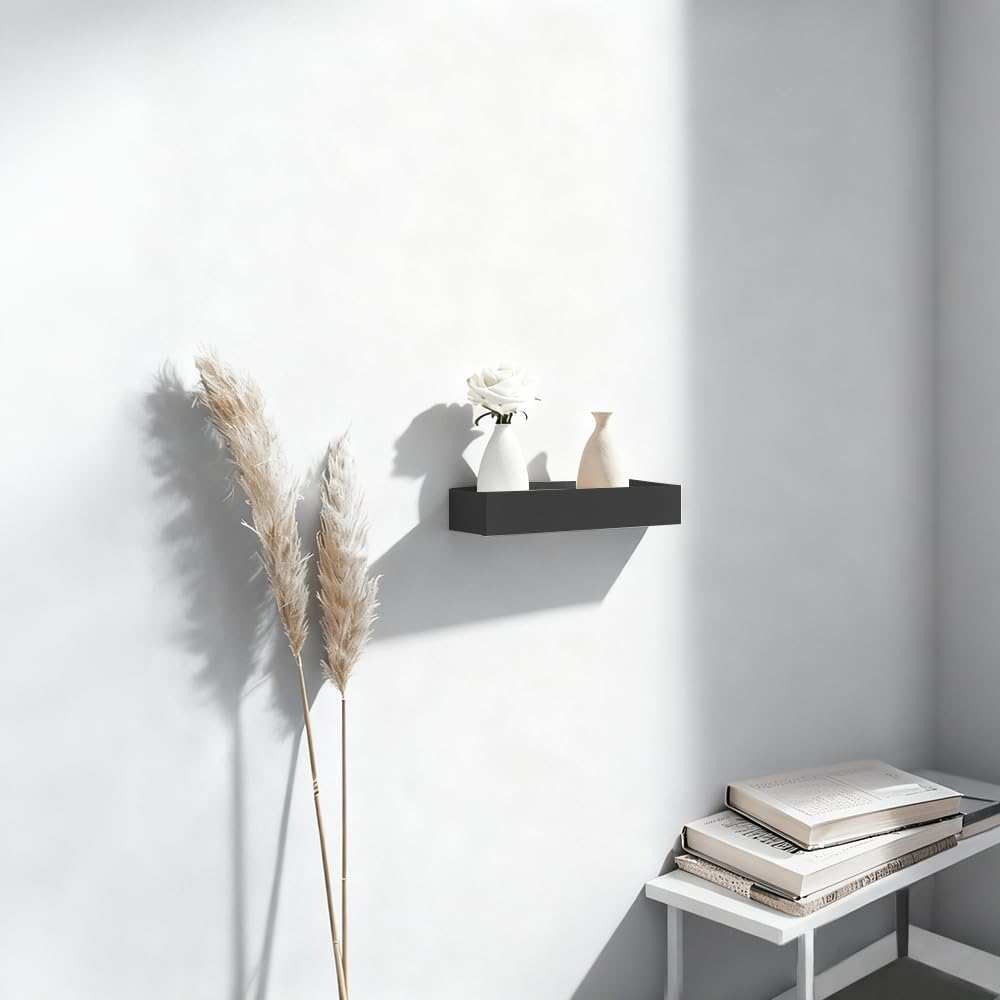 Appendiabiti da parete con ripiano, portachiavi con ripiano, 43,5 cm, moderno portachiavi come corridoio per la parete, per corridoio, camera da letto e soggiorno (nero)