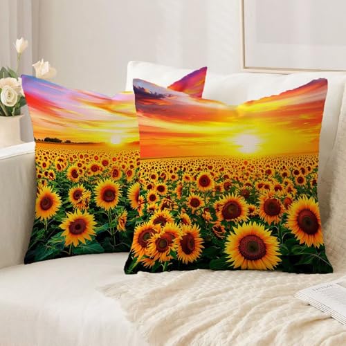 Housses de coussin avec fermeture éclair invisible tournesol imperméable