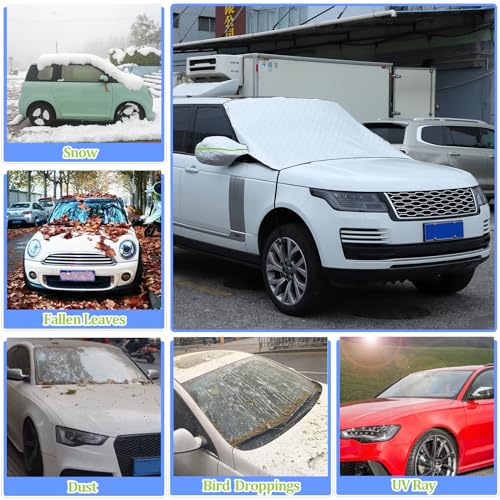 Image of Windshield Snow Cover Compatible with Range Rover 2018-2022, Car Snow Cover, Front Windshield Sunshade, Exterior Windscreen Sun Shade, UV-Rays Sun Ice Snow Frost Protector, 4-Layer Windshield Cover