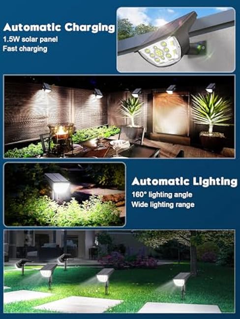 Solar Spot Lights Outdoor Solar Lights Outdoor Waterproof IP65 Solar Powered Outdoor Lights, Solar Landscape Spotlights Outdoor Solar Lights (White, 4 Packs)