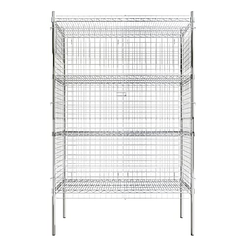 Krollen Industrial Commercial Grade NSF Listed Metal Wire Mesh Storage Chrome Security Cage Kit, 24\" x 48\" x 74\", Perfect for Warehouse, Grocery Store, Restaurant, Dishroom