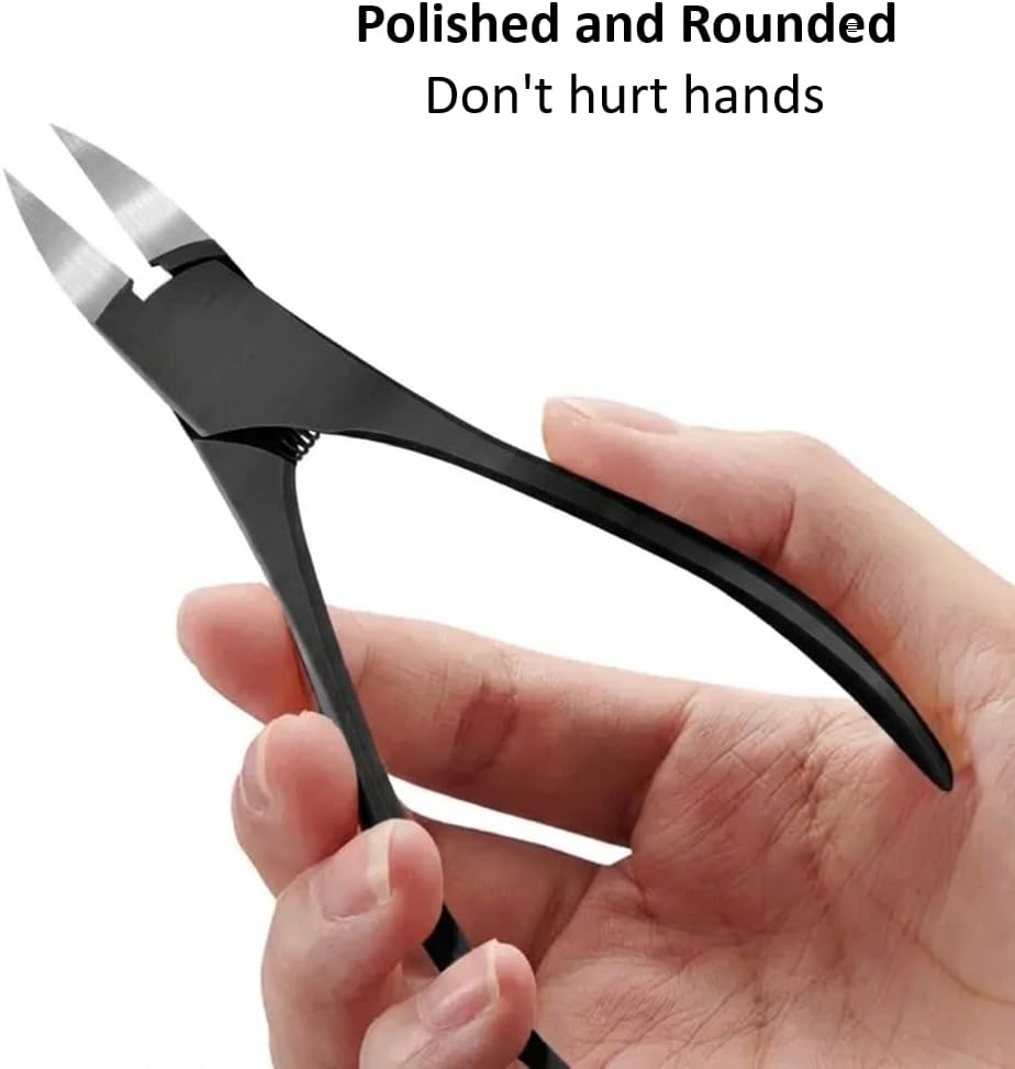 Germany - Apexay Cuticle Clippers – Professional Stainless Steel Cuticle Trimmer for Thick Nails, Ingrown Nails and Seniors, Sharp and Durable Blades for Salon and Home Use. (Black)