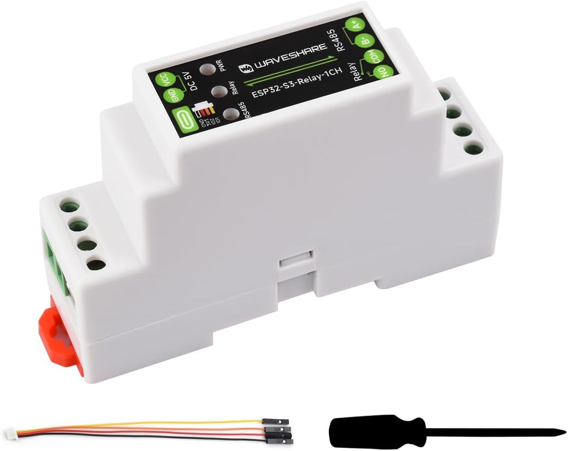 Industrial 1-Ch ESP32-S3 WiFi Relay Module, Supports RS485/WIFi/Bluetooth Control, Contact Rating of Relay up to 10A 250VAC/30VDC, with Multiple Isolation Protection Circuits, Rail-Mount Case