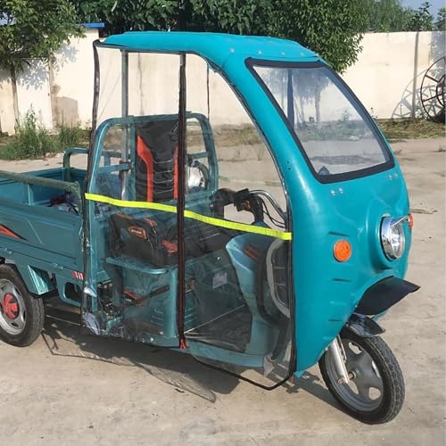 All-Season Waterproof Electric Tricycle Canopy with Reflective Strips & Side Curtains - Fully Enclosed 3-Wheel Cargo Trike Cover (Teal)