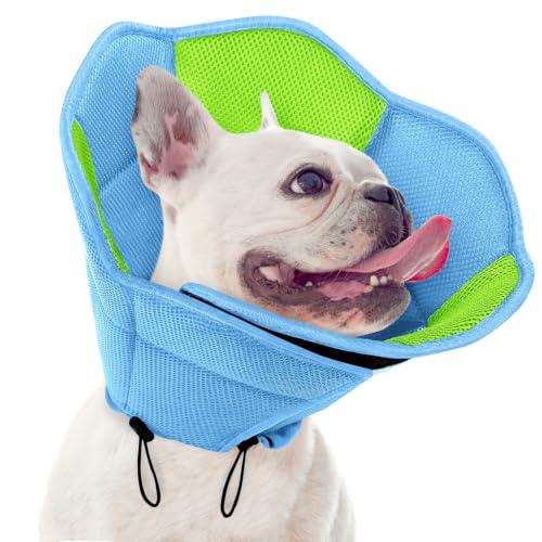 Image of Dog Cone - Soft Cone for Dogs to Stop Licking, Pet E-Collar Alternative After Surgery, Adjustable Pet Recovery Collar for Wound Healing, Light Blue Medium