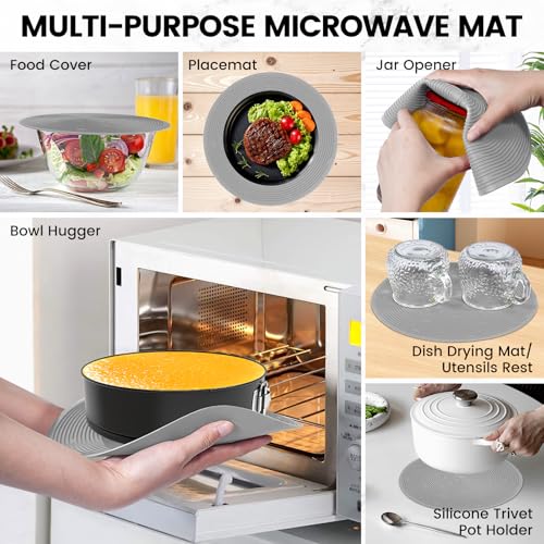 image for CasaCulina 2 In 1 Microwave Splatter Cover & Silicone Mat, Vented Coll