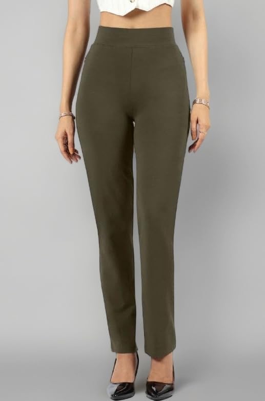 BlissClub Women's Straight Fit Mid Rise Pants