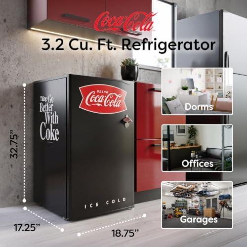 Image of Igloo 3.2 Cu. Ft. Refrigerator With Freezer and Bottle Opener, Coke Black