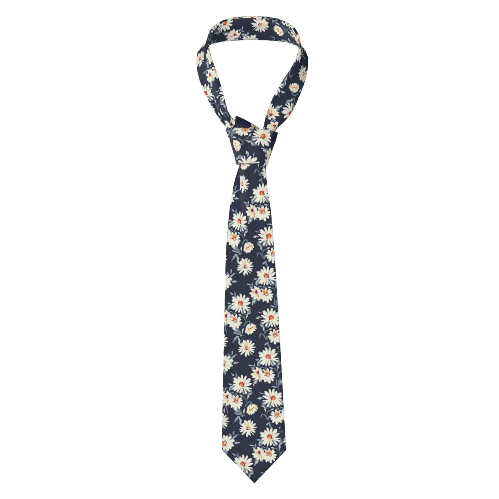 Peiyeety Corbata delgada para hombre con estampado de margaritas, corbatas para boda, corbata para novio, padrinos de boda, misiones, bailes