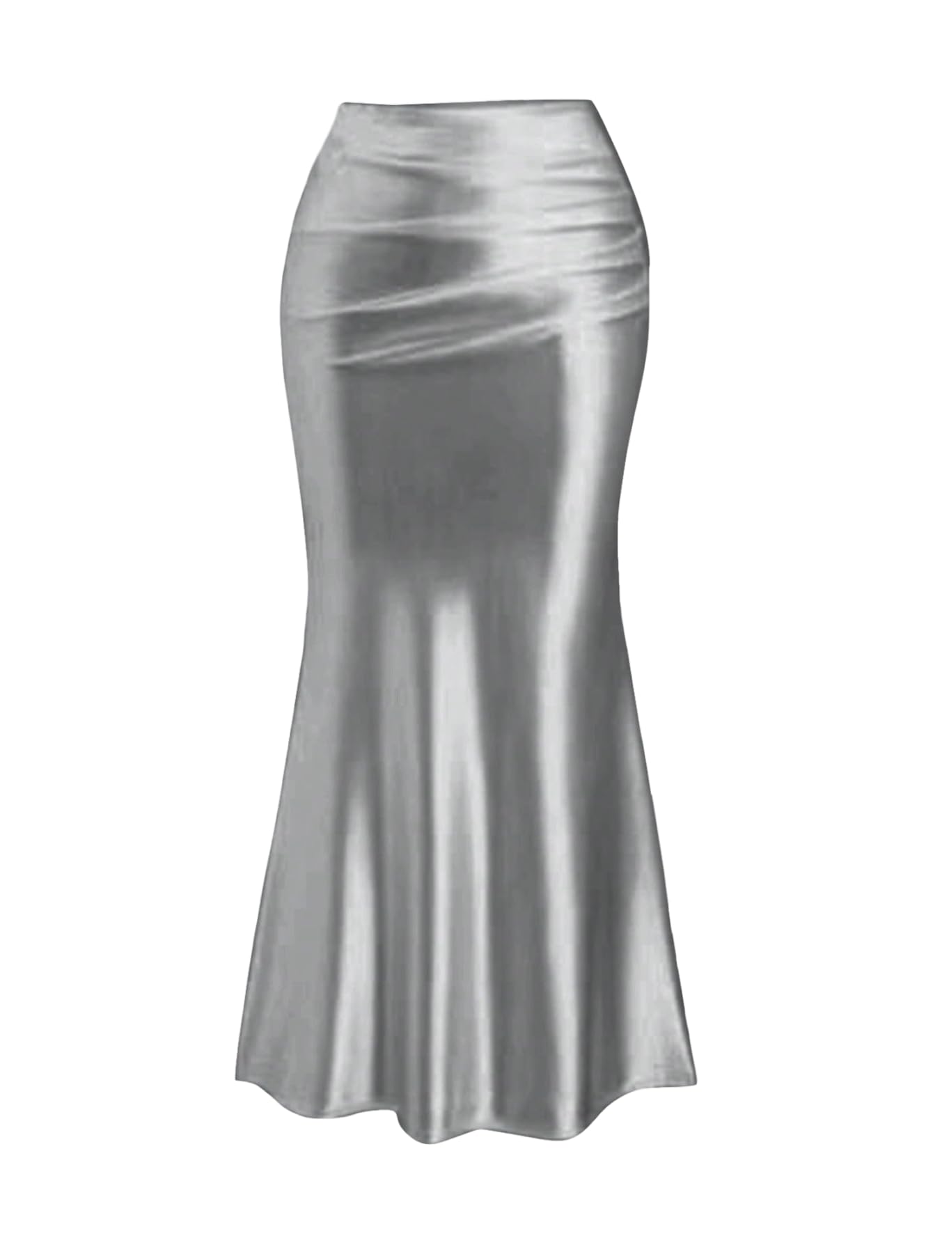 SOLY HUX Womens Ruched Fishtail Maxi Skirt Elegant High Waisted Bodycon Skirts