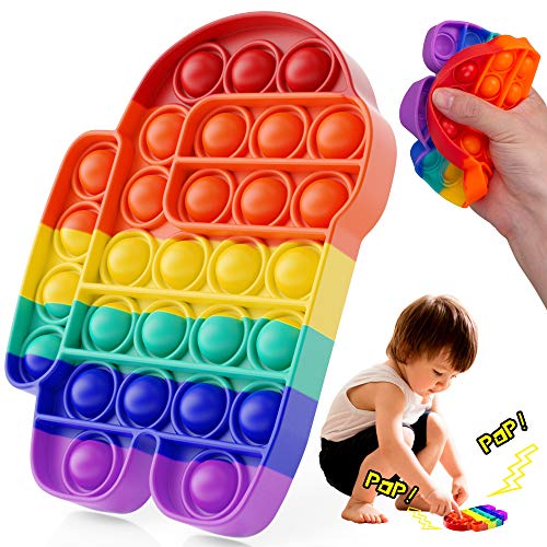 Silicone Pop Fidget Toys, Push Popping Bubble Fidget Sensory Toys, Washable and Reusable Autism Special Needs Stress Reliever Fidget Toy for Kids and Adults (Rainbow, 1 Pack)