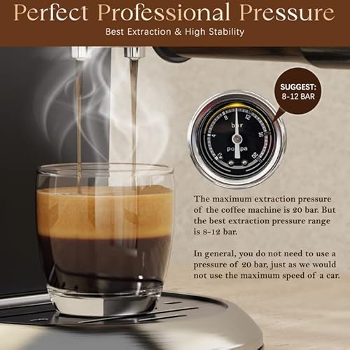 Small Espresso Machine, Frossvt 20 Bar Espresso Maker With Milk Frother/Steam Wand For Latte And Cappuccino, Compact Expresso Coffee Machines With 47 Oz Removable Water Tank For Home And Office, Black #TOP1