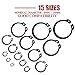 Hilitchi 300-Pcs [15-Size] Alloy Steel External Circlip Snap Retaining Clip Ring Assortment Set