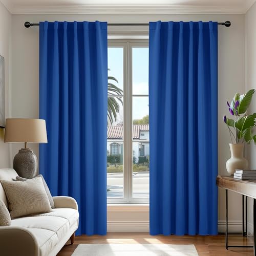 Deconovo Blackout Curtains, Thermal Insulated, W52 x L84 2 Panels, Back Tab, Machine Washable, Room-Darkening Drapes for Bedroom/Living Room Royal Blue