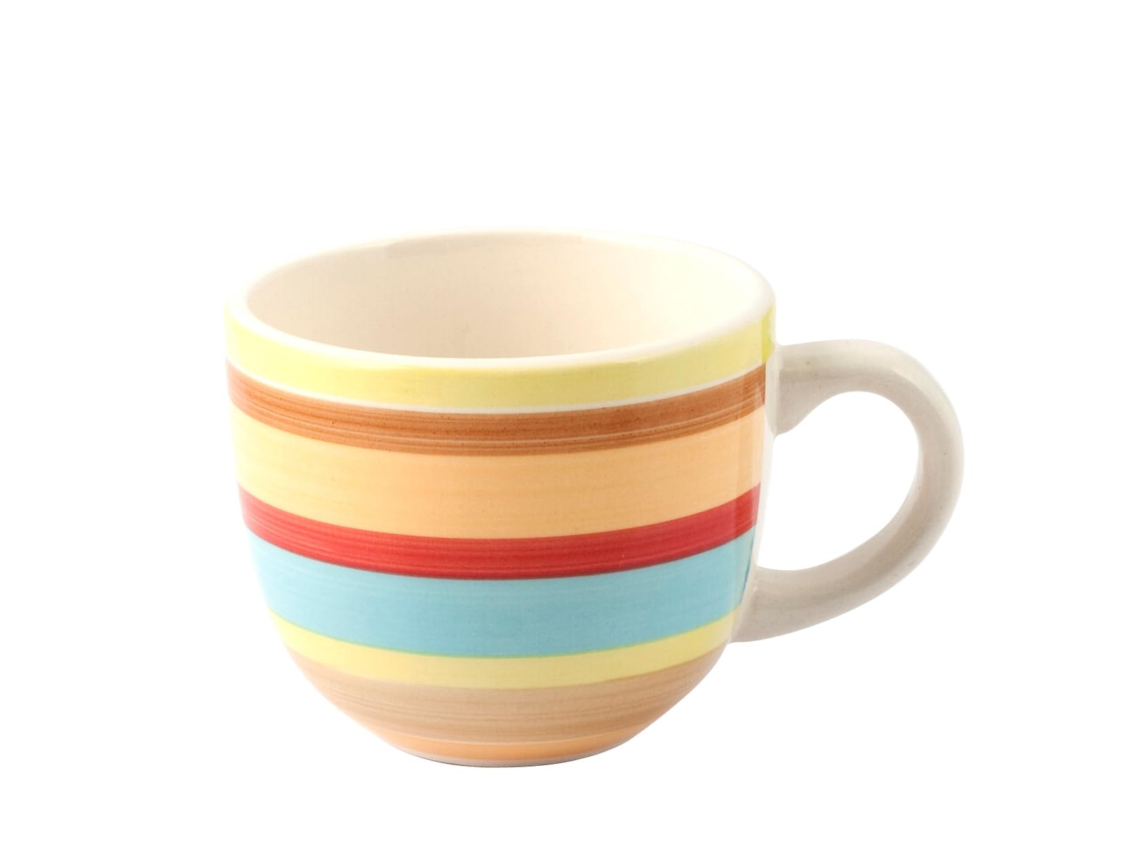 H&H Home, Set 8 Tazze da Thè in Stoneware 100 Righe, Senza Piatto, Colori Assortiti, 250 cc - Lavabili in Lavastoviglie e Idonee per Microonde