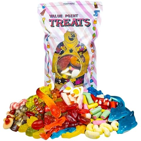 NEW! TREATS Pick and Mix Sweets Gift Box | Birthday Hampers for Women | Retro Party Sweets Selection | Get Well Soon Gifts | Resealable Bag of Bulk Sweets Fresh & Tasty Gummies-1KG Cover