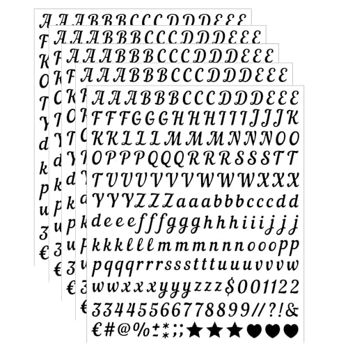 5 Sheets Sign Making Letters 1000 PCS Script Alphabet A-Z Vinyl Self Adhesive for Mailbox Numbers Business Signs Door Labels Address Boards Windows Bins Crafts(Black)