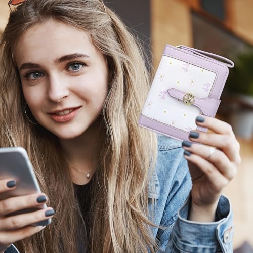 Image of Farcauo Womens Wallet Cute Small Wallets for Women Purple Coquette Bow Women's Wallet Kawaii Card Wallets for Women Ladies Bow Stuff