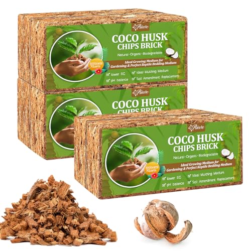 Riare 6 Pack Coco Husk Chips for Plants Organic Coco Chips Substrate High Expansion Coconut Substrate Coco Coir Mulch for Garden Flowers, Herbs, Planting