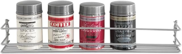 Metaltex Spice Rack Pepito with 1 Basket, Stainless_Steel, Silver, 36 x 8 x 5 cm