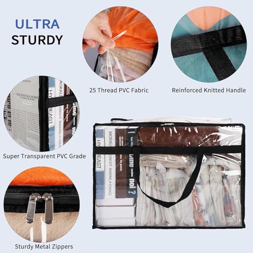 Image of Transparent Clothes Storage Bags | Plastic Saree Covers with Zipper | Ideal for Blankets, Comforters, Wardrobe Organizing (Pack of 2)