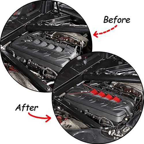 Image of CHEAYAR Engine Shroud Cover Panel Trims Compatible with Chevrolet Corvette C8 2020-2023, Aluminum Alloy Engine Bay Panel Cover, C8 Accessories (Red)