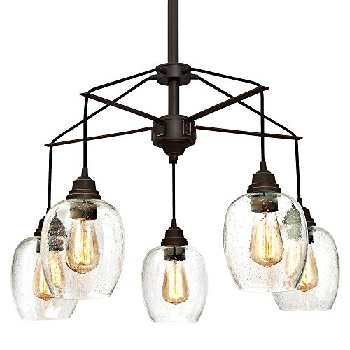 Image of Westinghouse Lighting 6333100 Eldon Five-Light Indoor Chandelier, Oil Rubbed Bronze Finish with Highlights and Clear Seeded Glass
