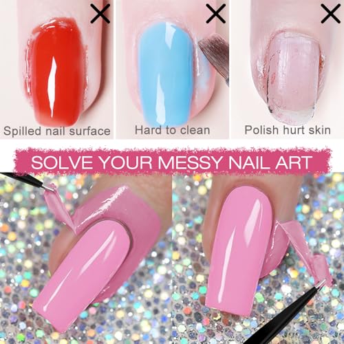 DRMODE Liquid Latex for Nails, Upgraded Fast Drying Latex Nail Polish Barrier Peel off Latex Tape, Nail Polish Skin Protector Cuticle Guard for Fingers Nail Painting with Tweezers for Various Nail Art